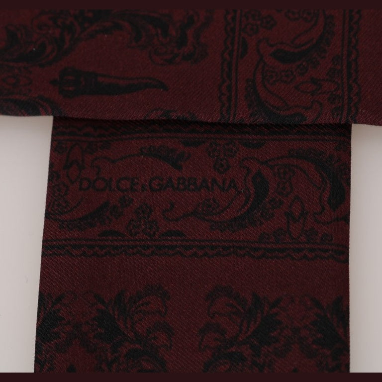 Dolce & Gabbana Bordeaux Silk Crown Chili Scarf