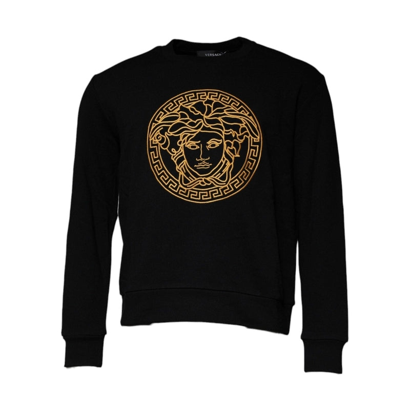 Versace Black Medusa Embroidery Crew Neck Pullover Sweater