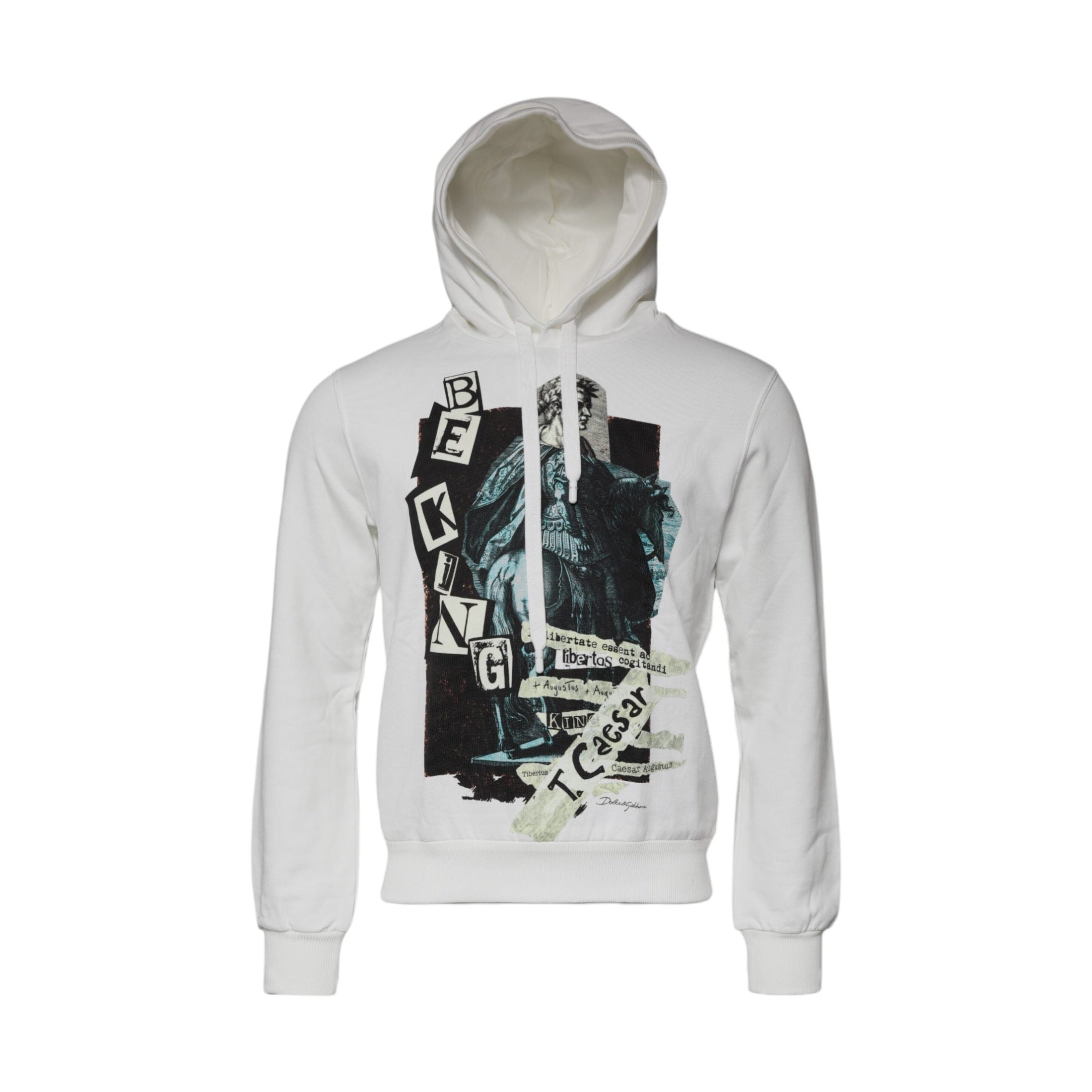 Dolce & Gabbana White Caesar Cotton Hooded Pullover Sweater