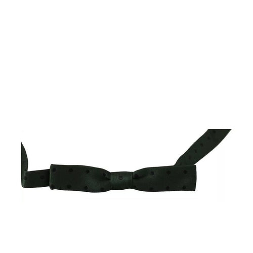 Dolce & Gabbana Green Dotted Silk Adjustable Neck Bow Tie