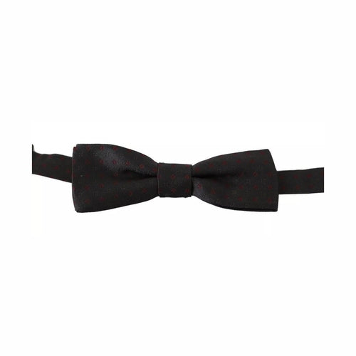 Dolce & Gabbana Gray Dotted Silk Adjustable Neck Bow Tie