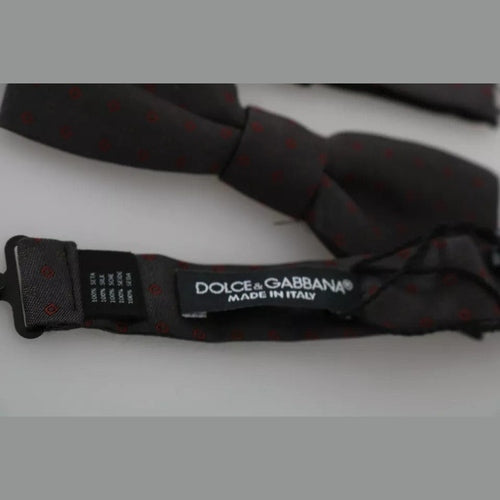 Dolce & Gabbana Gray Dotted Silk Adjustable Neck Bow Tie