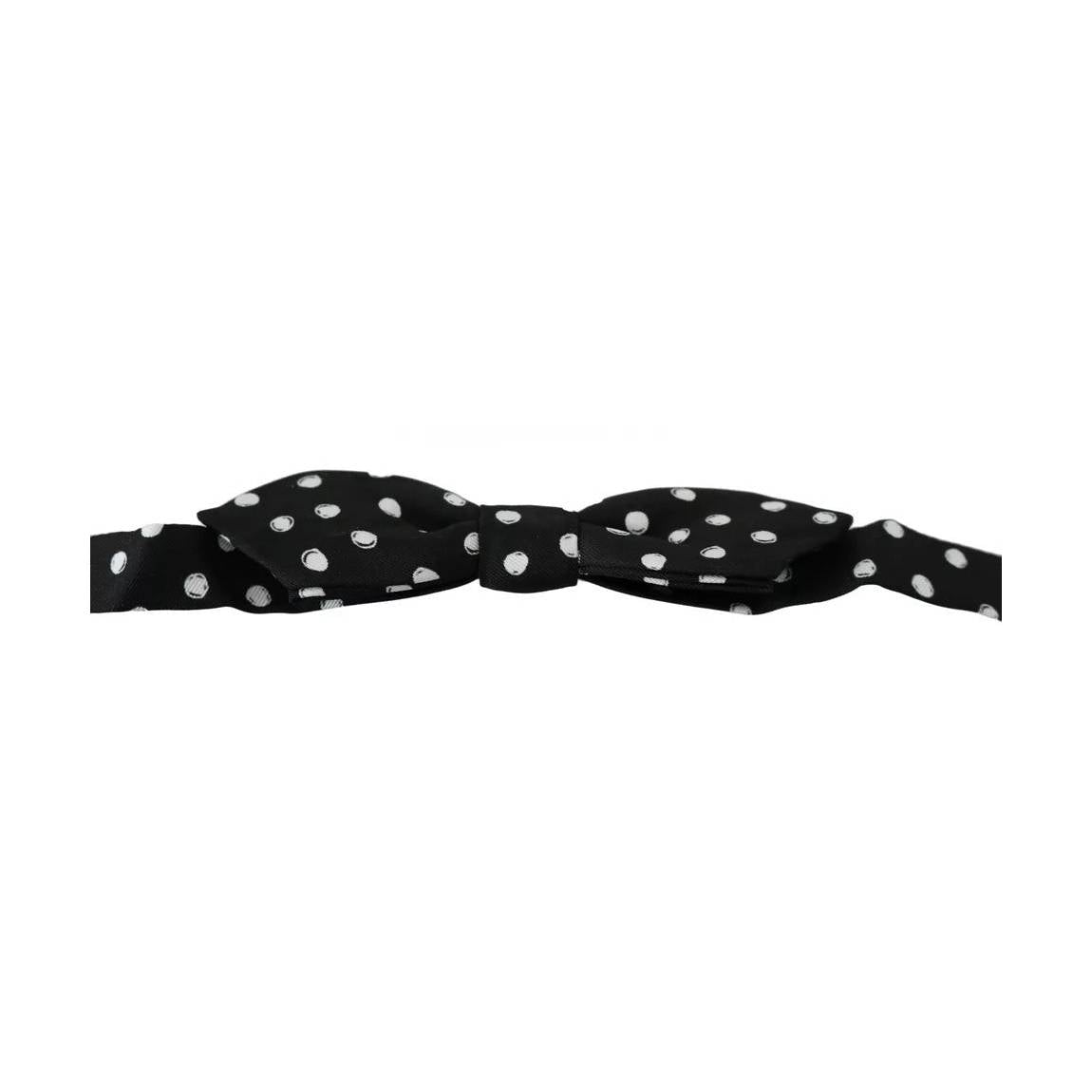 Dolce & Gabbana Black Polka Dots Adjustable Neck Bow Tie