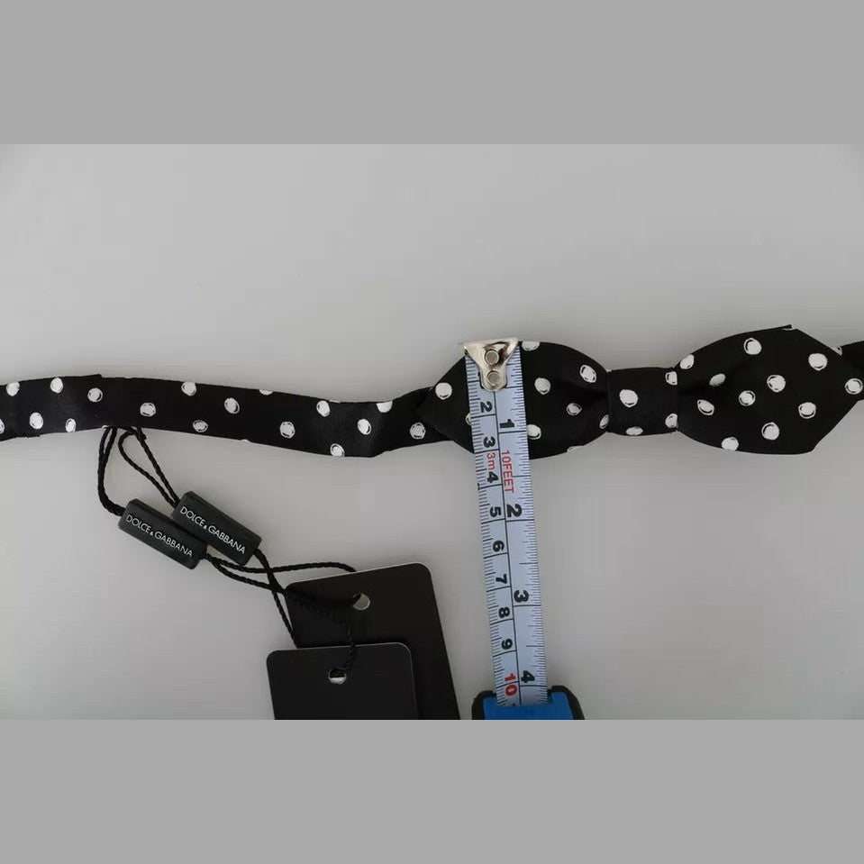 Dolce & Gabbana Black Polka Dots Adjustable Neck Bow Tie