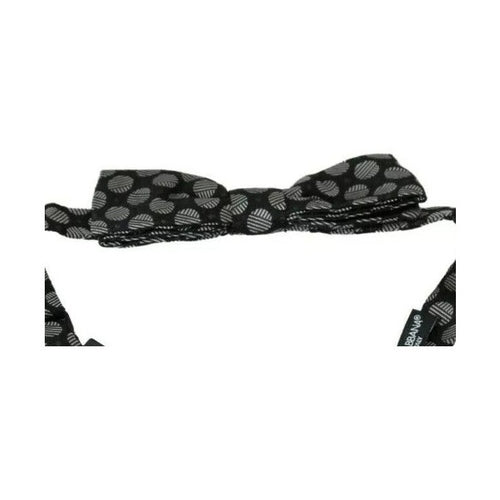 Dolce & Gabbana Black Silk Circles Men Necktie Bow Tie