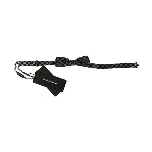 Dolce & Gabbana Black Silk Circles Men Necktie Bow Tie