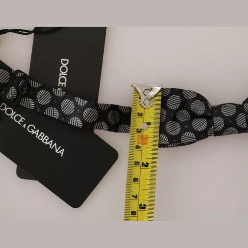 Dolce & Gabbana Black Silk Circles Men Necktie Bow Tie