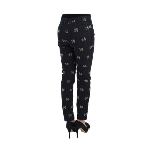 Dolce & Gabbana Blue Key Embroidered Slim Fit KATE Jeans