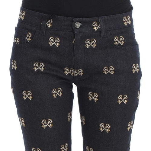 Dolce & Gabbana Blue Key Embroidered Slim Fit KATE Jeans