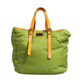 Green Nylon Padded Logo Plaque Tote Crossbody Bag