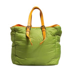 Dolce & Gabbana Green Nylon Padded Logo Plaque Tote Crossbody Bag