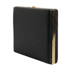 Dolce & Gabbana Black Leather Gold Frame Clutch Evening Party Purse Bag