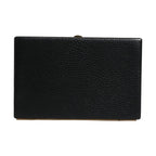 Dolce & Gabbana Black Leather Gold Frame Clutch Evening Party Purse Bag