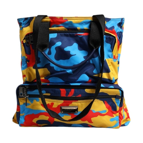 Dolce & Gabbana Multicolor Camouflage Nylon Shopping Tote Bag