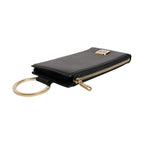 Dolce & Gabbana Black Leather Logo Plaque Neck Strap Card Coin Wallet