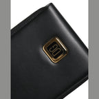 Dolce & Gabbana Black Leather Logo Plaque Neck Strap Card Coin Wallet