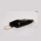 Dolce & Gabbana Black Leather Logo Plaque Neck Strap Card Coin Wallet