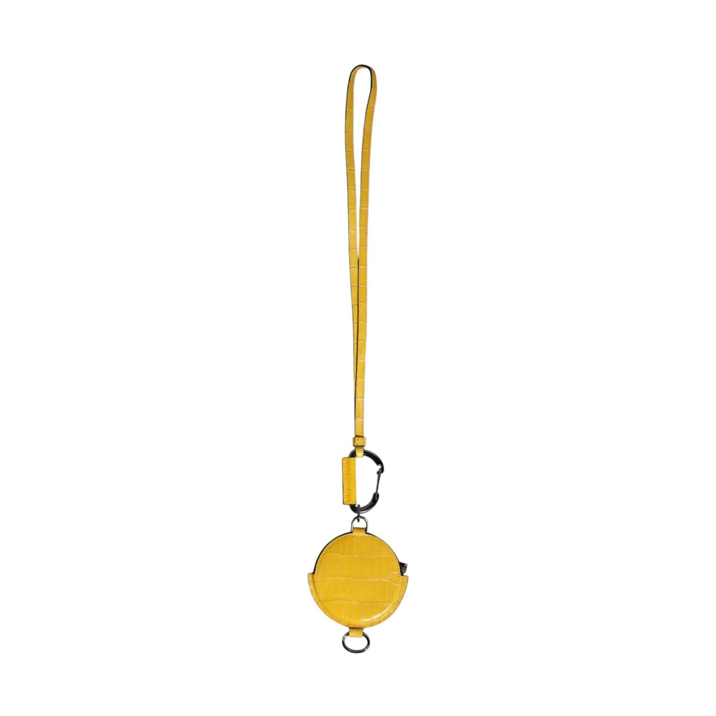 Dolce & Gabbana Yellow Round Leather DG Logo Coin Purse Lanyard Wallet