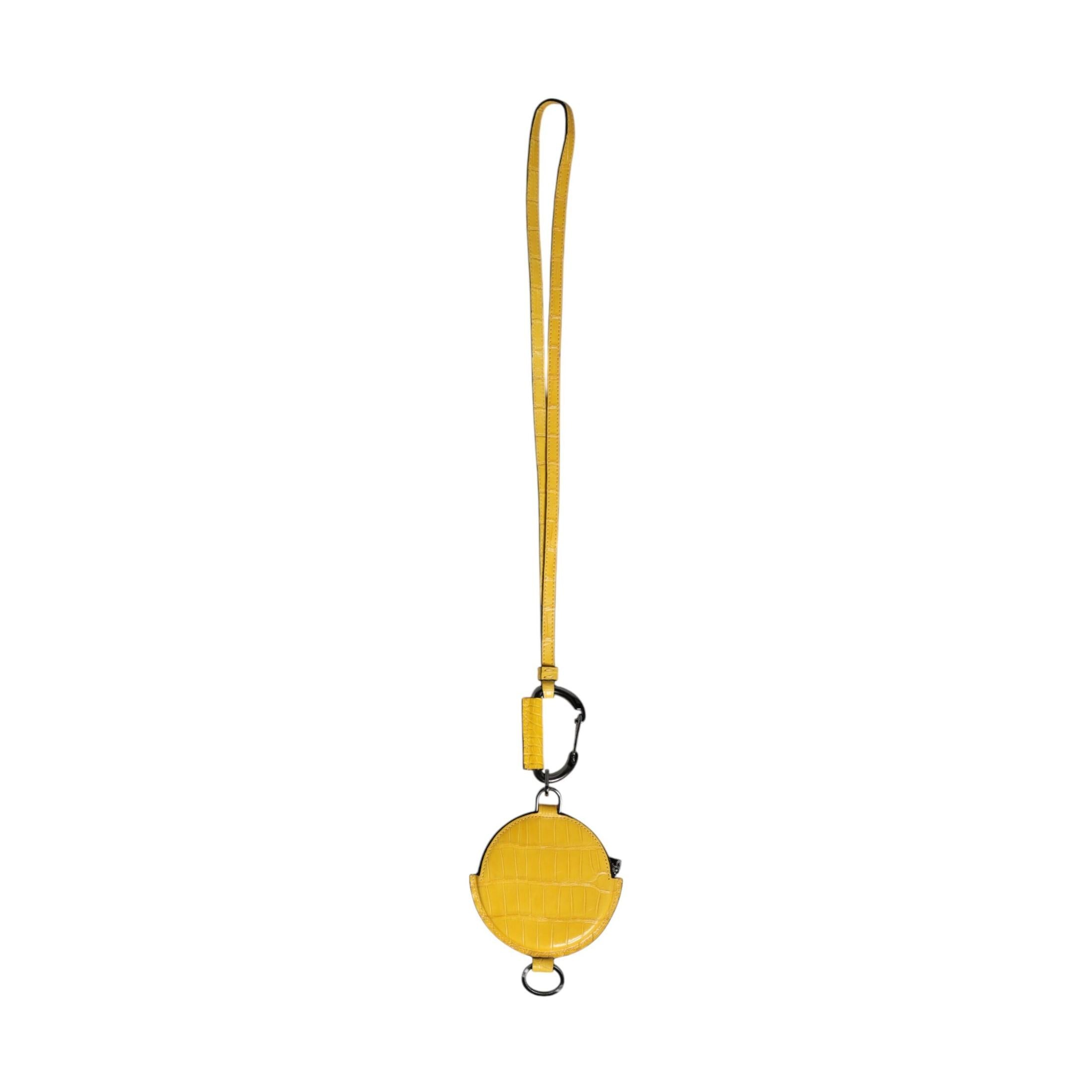 Dolce & Gabbana Yellow Round Leather DG Logo Coin Purse Lanyard Wallet