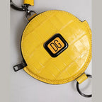 Dolce & Gabbana Yellow Round Leather DG Logo Coin Purse Lanyard Wallet