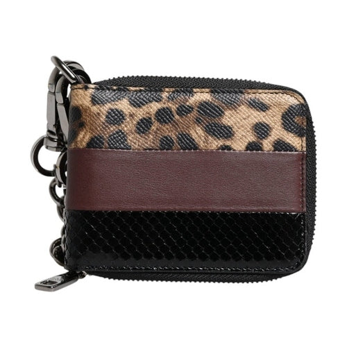 Dolce & Gabbana Multicolor Leopard Leather DG Bifold Card Holder Wallet