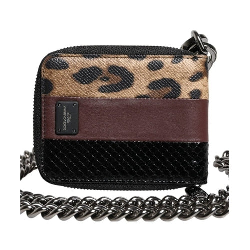 Dolce & Gabbana Multicolor Leopard Leather DG Bifold Card Holder Wallet