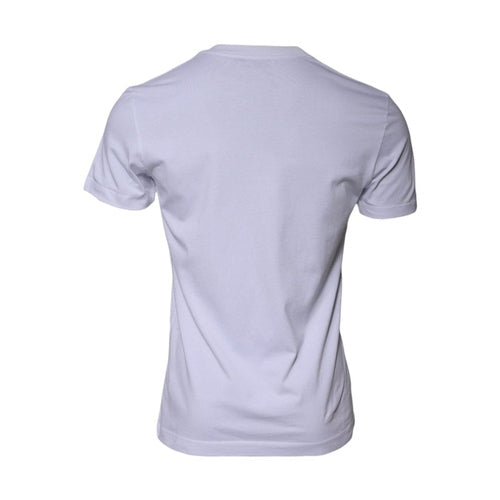 Dolce & Gabbana White Logo Print Cotton Crew Neck T-shirt