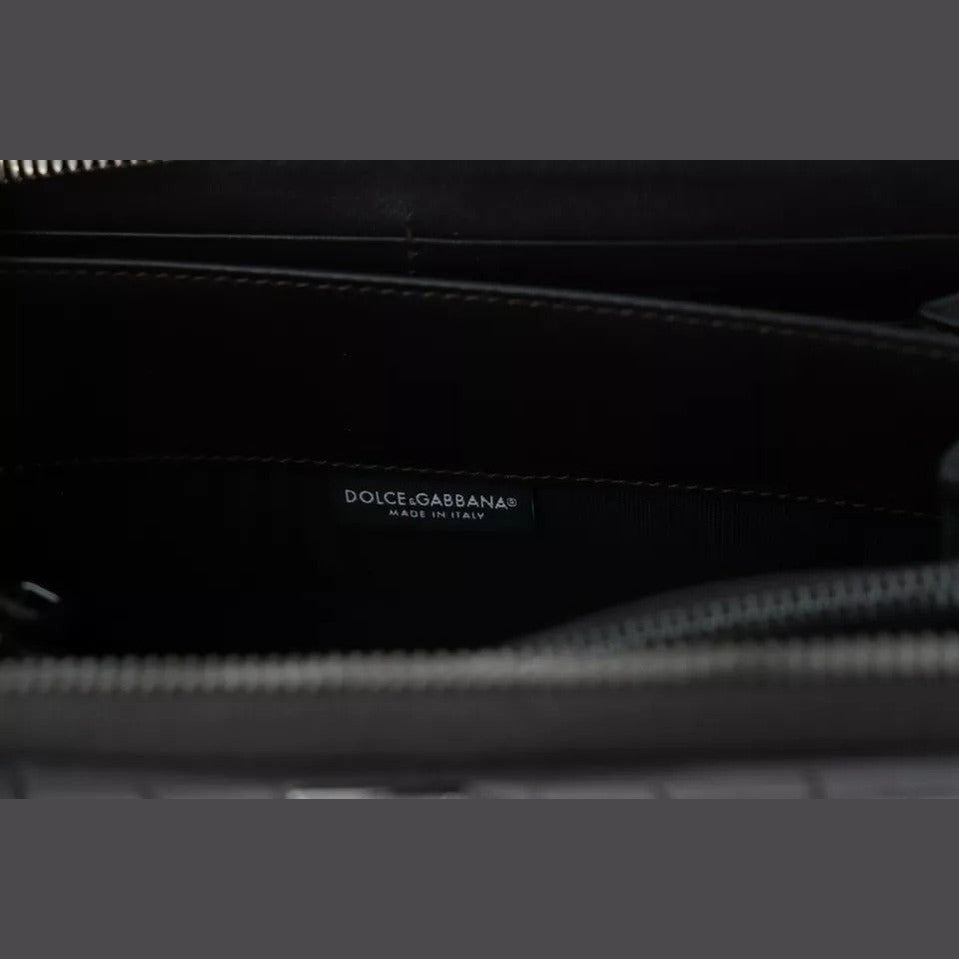 Dolce & Gabbana Brown Exotic Leather Zip Around Continental Clutch Wallet