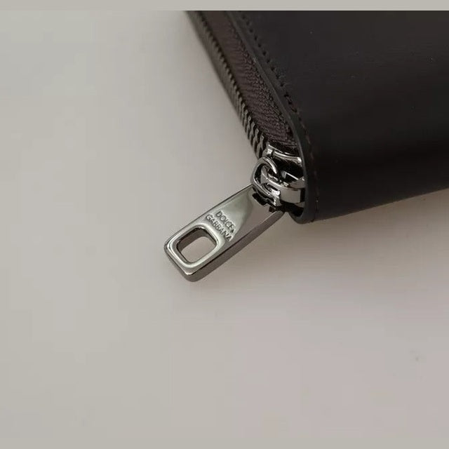 Dolce & Gabbana Brown Exotic Leather Zip Around Continental Clutch Wallet
