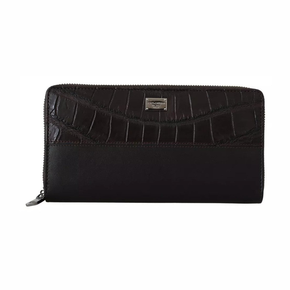Dolce & Gabbana Brown Exotic Leather Zip Around Continental Clutch Wallet