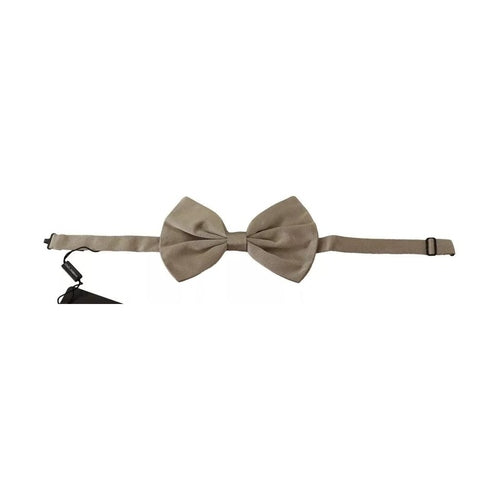 Dolce & Gabbana Silver Gray 100% Silk Adjustable Neck Bow Tie