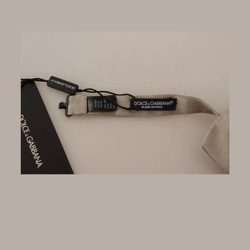 Dolce & Gabbana Silver Gray 100% Silk Adjustable Neck Bow Tie