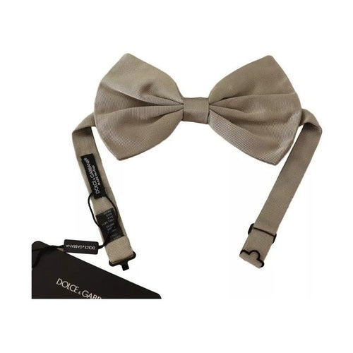Dolce & Gabbana Silver Gray 100% Silk Adjustable Neck Bow Tie