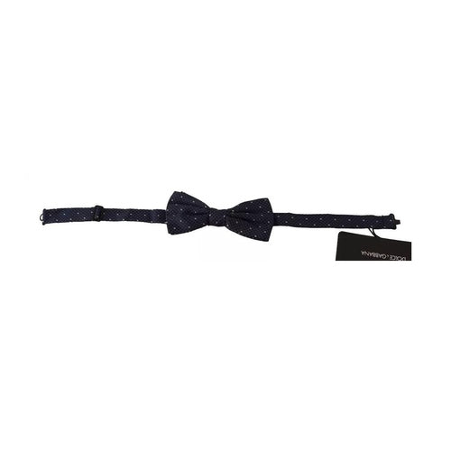 Dolce & Gabbana Blue Patterned Silk Adjustable Neck Bow Tie Men