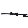 Blue Patterned Silk Adjustable Neck Bow Tie Men