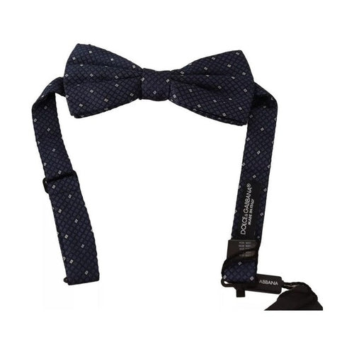 Dolce & Gabbana Blue Patterned Silk Adjustable Neck Bow Tie Men