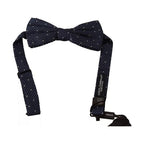 Dolce & Gabbana Blue Patterned Silk Adjustable Neck Bow Tie Men