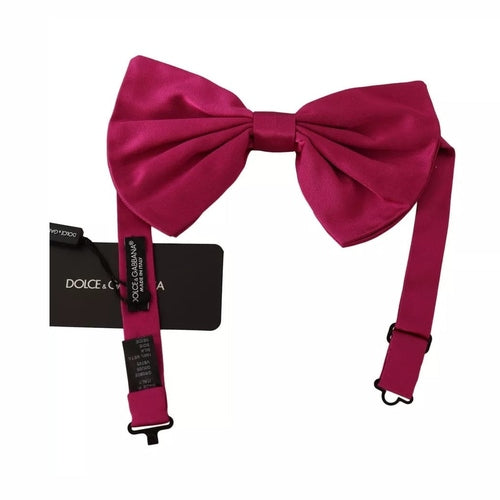 Dolce & Gabbana Pink 100% Silk Adjustable Neck Bow Tie Men