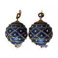 Dolce & Gabbana Gold Brass Blue Christmas Ball Crystal Hook Jewelry Earrings