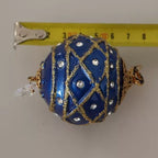 Dolce & Gabbana Gold Brass Blue Christmas Ball Crystal Hook Jewelry Earrings