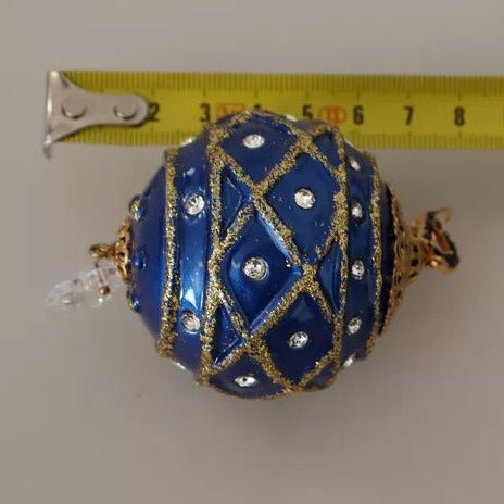 Dolce & Gabbana Gold Brass Blue Christmas Ball Crystal Hook Jewelry Earrings