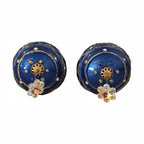 Dolce & Gabbana Gold Brass Blue Christmas Ball Crystal Hook Jewelry Earrings