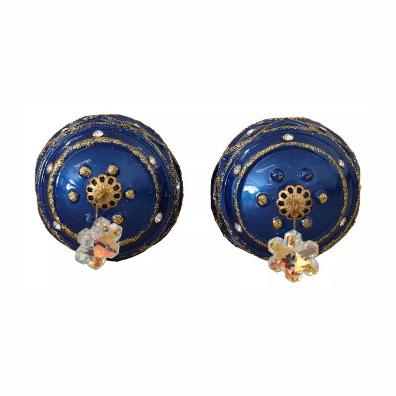 Dolce & Gabbana Gold Brass Blue Christmas Ball Crystal Hook Jewelry Earrings