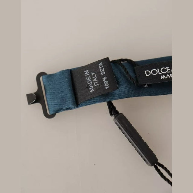 Dolce & Gabbana Blue 100% Silk Adjustable Neck Bow Tie Mens