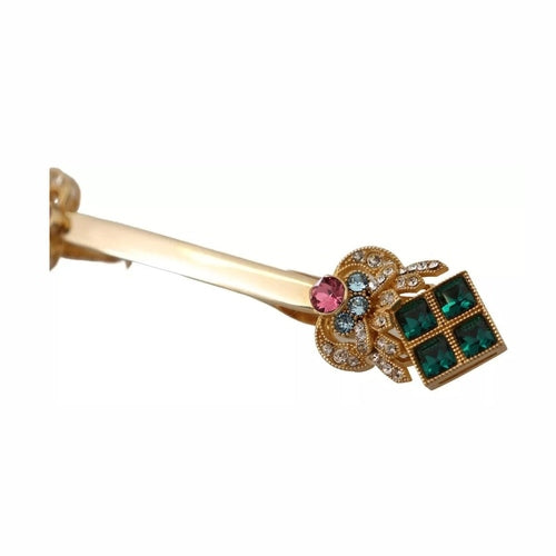 Dolce & Gabbana Gold Plated 925 Sterling Silver Crystal Collar Stop Brooch