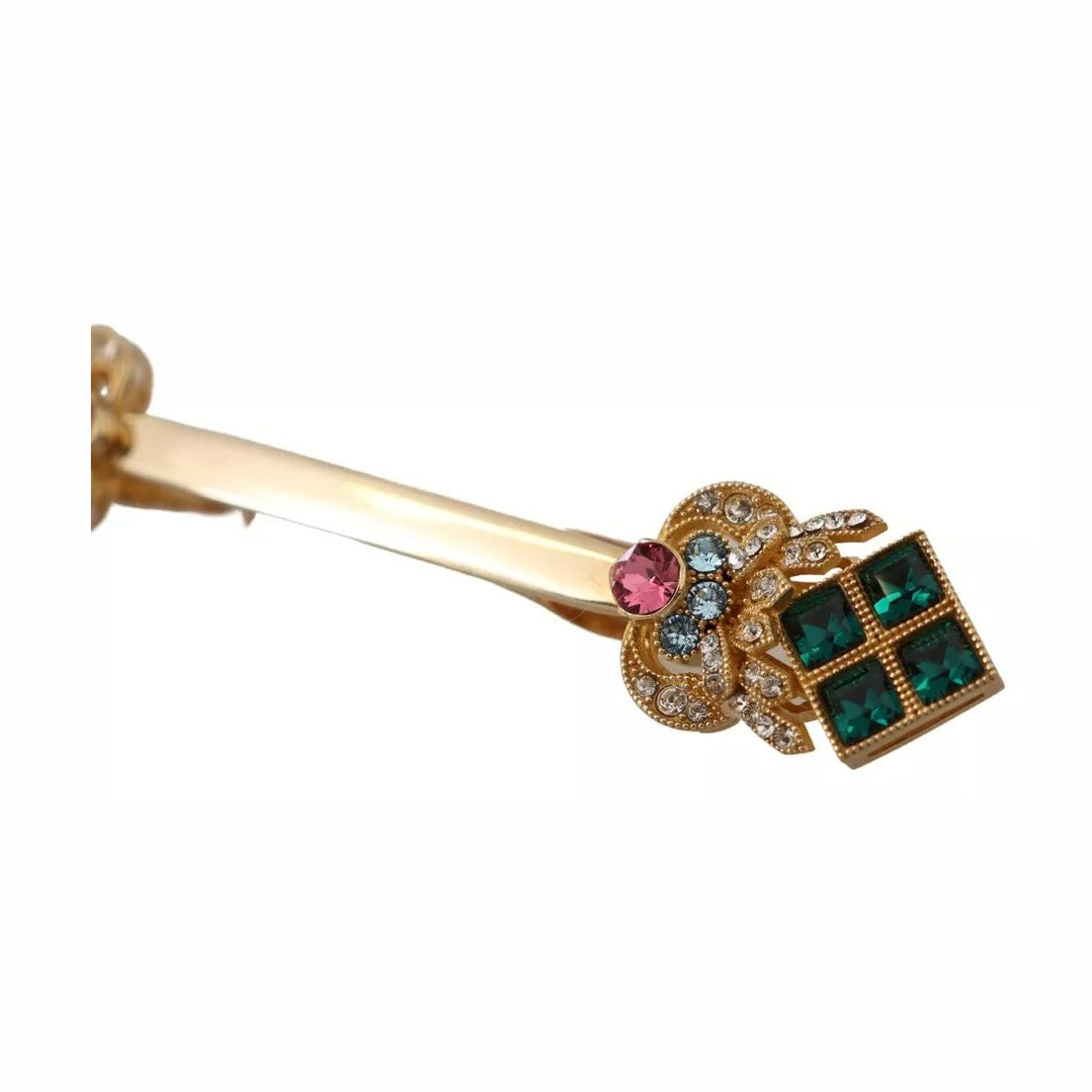 Dolce & Gabbana Gold Plated 925 Sterling Silver Crystal Collar Stop Brooch