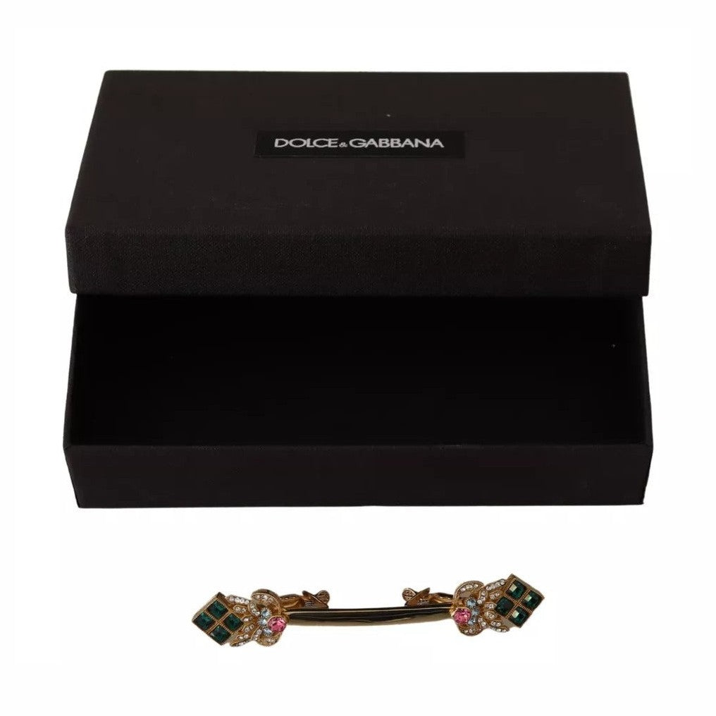 Dolce & Gabbana Gold Plated 925 Sterling Silver Crystal Collar Stop Brooch