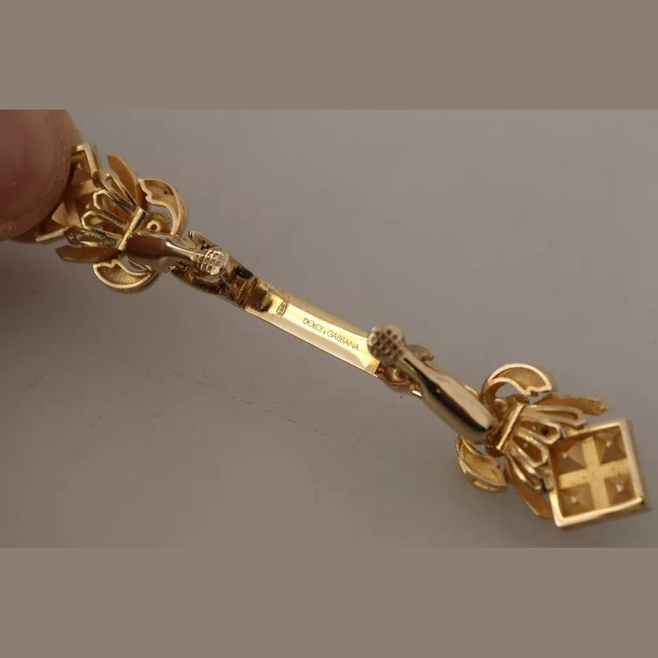 Dolce & Gabbana Gold Plated 925 Sterling Silver Crystal Collar Stop Brooch