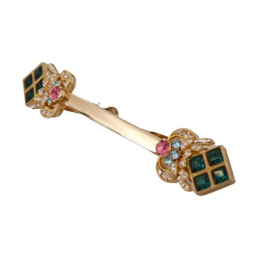 Dolce & Gabbana Gold Plated 925 Sterling Silver Crystal Collar Stop Brooch