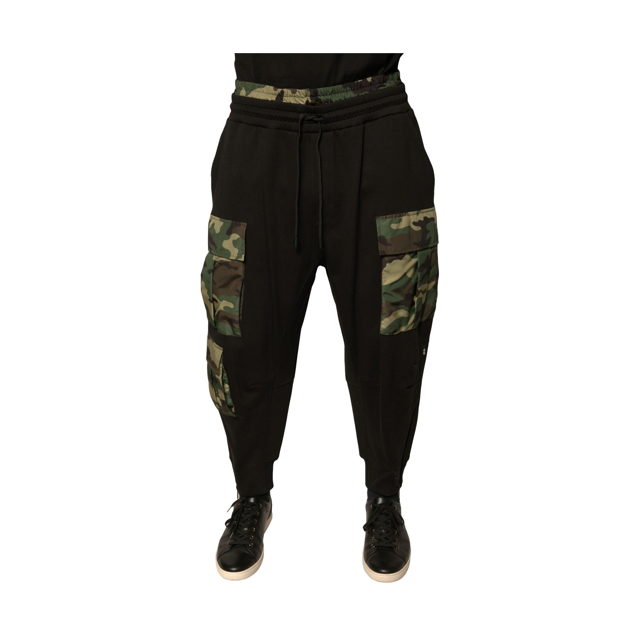 Dolce & Gabbana Black Camouflage Cotton Jogger Cargo Pants